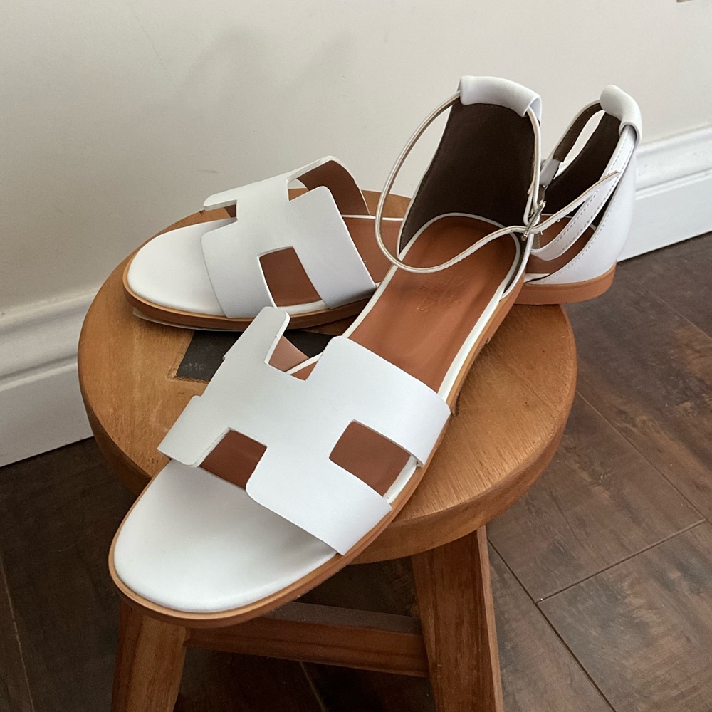 White Leather Women's Sandals